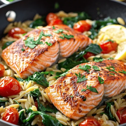 Imagine coming home after a long day, hungry and ready to unwind, yet still wanting a meal that's both delicious and nourishing. Enter the One Skillet Salmon with Lemon Orzo—a dish that epitomizes simplicity, flavor, and health benefits. This delightful recipe combines perfectly pan-seared salmon with the bright, zesty flavors of lemon-infused orzo, all prepared in just one skillet. Not only does this meal come together quickly, making it ideal for busy weeknights, but it also offers a satisfying balance of nutrition and taste that will leave you feeling revitalized.