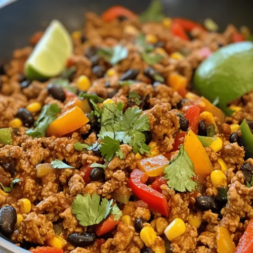 Turkey & Peppers Fiesta is a vibrant and delectable dish that merges the rich flavors of seasoned ground turkey with the sweetness of bell peppers, creating a meal that's not just tasty but also incredibly healthy. This recipe is perfect for those who seek a nutritious alternative to heavier meals without sacrificing flavor. With its colorful presentation and aromatic spices, Turkey & Peppers Fiesta is a feast for the senses, making it a wonderful option for family dinners, meal prep, or even entertaining guests.