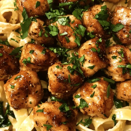 If you’re on the hunt for a meal that combines rich flavors with comforting textures, look no further than Garlic Butter Chicken Bites with Savory Creamy Parmesan Pasta. This dish is a culinary gem that effortlessly marries succulent chicken bites sautéed in a luscious garlic butter sauce with creamy pasta infused with the nutty essence of Parmesan cheese.