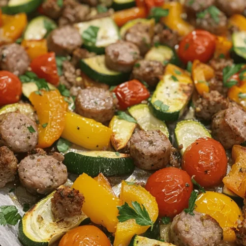 Are you looking for a quick, delicious, and nutritious meal that requires minimal cleanup? Look no further than the Sizzling Sheet Pan Sausage and Veggies. This vibrant dish combines the robust flavors of Italian sausage with a colorful medley of fresh vegetables, all roasted to perfection on a single sheet pan. Perfect for busy weeknights or casual gatherings, this recipe not only satisfies your taste buds but also saves you time in the kitchen.