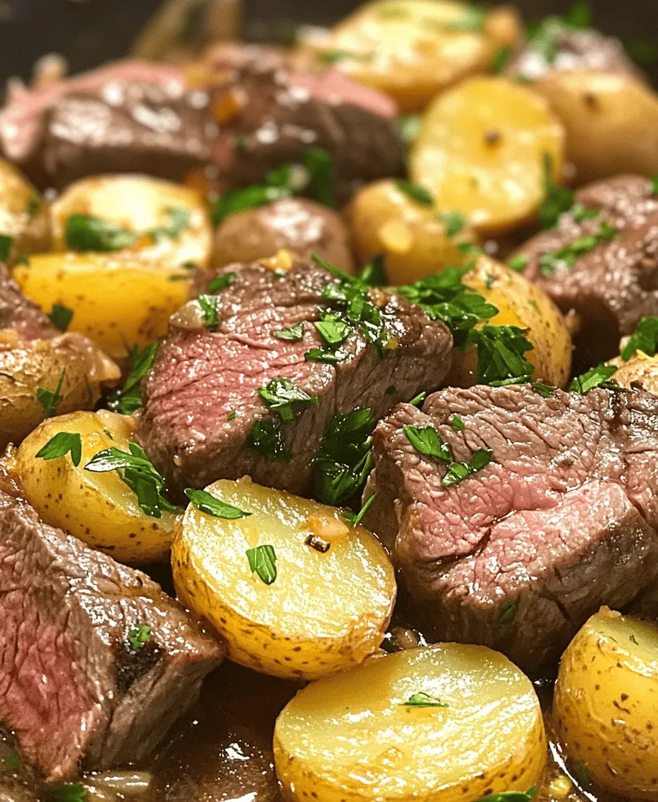 The Sizzling Garlic Butter Steak and Potatoes Skillet is more than just a meal; it's an experience. The sizzling sound as the steak hits the hot skillet, the intoxicating aroma of garlic wafting through your kitchen, and the satisfying crunch of perfectly cooked potatoes all come together in a harmonious blend that speaks to the heart of home cooking. This dish is not only delicious; it’s also a feast for the senses, making it ideal for gatherings or intimate dinners.