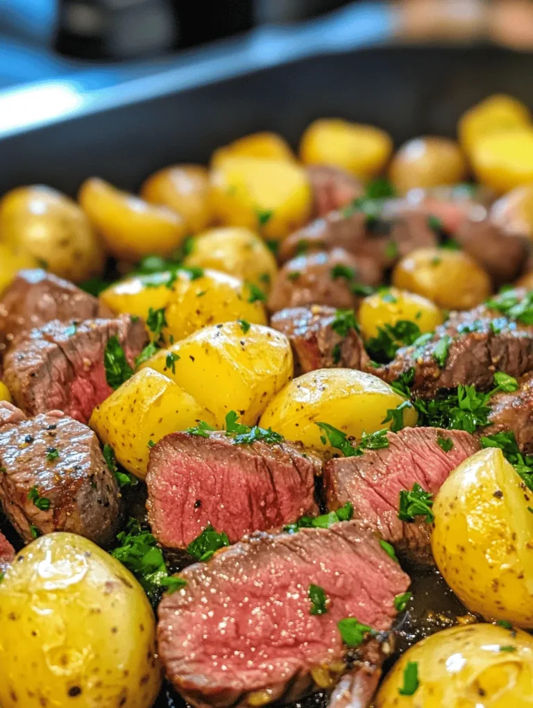 The Sizzling Garlic Butter Steak and Potatoes Skillet is more than just a meal; it's an experience. The sizzling sound as the steak hits the hot skillet, the intoxicating aroma of garlic wafting through your kitchen, and the satisfying crunch of perfectly cooked potatoes all come together in a harmonious blend that speaks to the heart of home cooking. This dish is not only delicious; it’s also a feast for the senses, making it ideal for gatherings or intimate dinners.