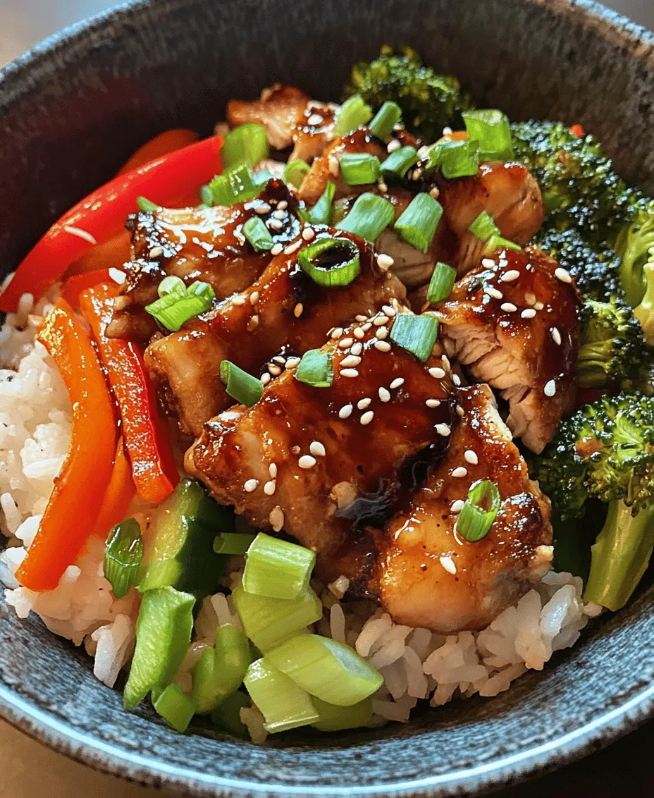 At the heart of our Sticky Chicken Rice Bowls lies jasmine rice, a long-grain variety known for its distinct floral aroma and slightly sticky texture when cooked. Originating from Southeast Asia, jasmine rice is a staple in many Asian cuisines and is celebrated for its versatility and flavor. The grains are soft and slightly sticky, making them perfect for absorbing sauces and flavors from the dish.