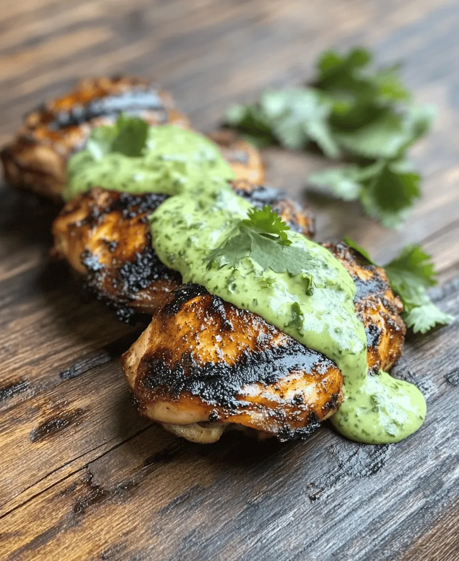 Peruvian cuisine is a vibrant tapestry of flavors, textures, and colors, reflecting the rich cultural heritage of a country that has been influenced by its indigenous peoples, Spanish colonization, and waves of immigration from Asia and Europe. This culinary diversity results in dishes that are not only delicious but also visually appealing. One standout dish from this culinary landscape is <strong>Peruvian Grilled Chicken with Creamy Green Sauce</strong> (Pollo a la Brasa), a beloved staple that has gained popularity far beyond Peru’s borders.” /></p>
</p>
<h3>Blending Ingredients for the Creamy Green Sauce</h3>
</p>
<p>To create the signature creamy green sauce that perfectly complements Peruvian grilled chicken, begin by gathering all your ingredients. You will need fresh cilantro, parsley, garlic, lime juice, aji amarillo paste (or jalapeño for heat), mayonnaise, Greek yogurt, and a pinch of salt. This sauce is the heart of the dish, offering a burst of flavor that elevates the grilled chicken.</p>
</p>
<p>1. <strong>Prepare the Ingredients</strong>: Rinse the cilantro and parsley thoroughly under cold water to remove any dirt. Pat them dry with a paper towel. Peel the garlic cloves and set them aside.</p>
</p>
<p>2. <strong>Blending</strong>: In a blender or food processor, combine the cilantro, parsley, garlic, lime juice, aji amarillo paste, mayonnaise, and Greek yogurt. Add a pinch of salt to taste. Start by pulsing the mixture to combine the ingredients, then gradually blend until smooth.</p>
</p>
<p>3. <strong>Adjusting Consistency</strong>: If the sauce appears too thick, add a tablespoon of water or extra lime juice to thin it out. Blend again until you achieve the desired consistency. The sauce should be creamy yet pourable, perfect for drizzling over the chicken.</p>
</p>
<p>4. <strong>Flavor Balancing</strong>: Taste the sauce and adjust the seasoning as needed. If you prefer a spicier kick, add more aji amarillo or jalapeño. For a tangier flavor, a dash more lime juice can work wonders. Ensure the flavors are well balanced to enhance the overall taste of the dish.</p>
</p>
<h3>Tips for Achieving the Right Consistency and Flavor Balance</h3>
</p>
<p>Achieving the right consistency and flavor balance is crucial for the creamy green sauce. Here are a few tips:</p>
</p>
<p>– <strong>Chill Before Serving</strong>: Allowing the sauce to chill for at least 30 minutes enhances the flavors. It also thickens the sauce slightly, making it easier to spread or drizzle.</p>
</p>
<p>– <strong>Use Fresh Ingredients</strong>: Fresh herbs make a significant difference in flavor. Avoid using dried herbs for this recipe; the vibrant taste of fresh cilantro and parsley is essential.</p>
</p>
<p>– <strong>Experiment</strong>: Don’t be afraid to experiment with the quantities of each ingredient. If you prefer a more herbaceous sauce, increase the cilantro and parsley. For a milder flavor, reduce the garlic.</p>
</p>
<h3>Grilling the Chicken</h3>
</p>
<p>Now that you have prepared the sauce, it’s time to focus on grilling the chicken to perfection. This step is where the magic happens, creating the smoky, charred flavor that defines this dish.</p>
</p>
<h4>Best Practices for Preheating and Preparing the Grill</h4>
</p>
<p>1. <strong>Preheat the Grill</strong>: Whether you’re using a gas or charcoal grill, preheating is essential. For a gas grill, set it to medium-high heat. If using charcoal, light the coals and allow them to burn until they are covered with white ash.</p>
</p>
<p>2. <strong>Oil the Grill Grates</strong>: To prevent sticking, brush the grill grates with oil using a paper towel dipped in vegetable oil. This step ensures your chicken will sear beautifully without falling apart.</p>
</p>
<p>3. <strong>Temperature Check</strong>: Ideally, the grill should be between 375°F to 450°F (190°C to 232°C) for grilling chicken. Use a grill thermometer to ensure accurate temperatures.</p>
</p>
<h4>Techniques for Grilling to Achieve Perfect Doneness and Grill Marks</h4>
</p>
<p>1. <strong>Placing the Chicken</strong>: Arrange the marinated chicken pieces on the grill, ensuring they are not overcrowded. This allows for even cooking and proper searing.</p>
</p>
<p>2. <strong>Timing</strong>: Grill the chicken for about 6-7 minutes per side for thighs and 8-10 minutes for larger breasts, depending on thickness. Avoid flipping the chicken too often; letting it sit allows for those coveted grill marks.</p>
</p>
<p>3. <strong>Check for Doneness</strong>: The chicken is done when it reaches an internal temperature of 165°F (75°C). Use a meat thermometer to check this, inserting it into the thickest part of the meat without touching the bone.</p>
</p>
<h4>Importance of Resting the Chicken Post-Grilling for Optimal Juiciness</h4>
</p>
<p>Once the chicken is grilled to perfection, it’s crucial to let it rest for about 5-10 minutes before serving. This resting period allows juices to redistribute throughout the meat, resulting in a more tender and flavorful bite. Cover the chicken loosely with aluminum foil to retain warmth while it rests.</p>
</p>
<h3>Serving Suggestions</h3>
</p>
<p>Now that your Peruvian grilled chicken is ready to serve, consider these creative ways to present the dish and enhance the dining experience.</p>
</p>
<h4>Creative Presentation of the Grilled Chicken and Sauce</h4>
</p>
<p>1. <strong>Plating</strong>: Arrange the grilled chicken on a large serving platter. Drizzle the creamy green sauce generously over the top and serve extra sauce on the side for dipping. This not only adds visual appeal but also invites guests to customize their servings.</p>
</p>
<p>2. <strong>Lime Wedges</strong>: Garnish the platter with fresh lime wedges. The bright citrus visually enhances the dish and adds an extra zing when squeezed over the chicken.</p>
</p>
<h4>Pairing Options: Sides that Complement the Dish</h4>
</p>
<p>– <strong>Rice</strong>: Serve the chicken with a side of Peruvian-style rice, which is often cooked with garlic and onions for added flavor. Alternatively, cilantro lime rice offers a fresh contrast.</p>
</p>
<p>– <strong>Salads</strong>: A simple green salad or a quinoa salad with roasted vegetables can lighten the meal and provide a nutritious balance.</p>
</p>
<p>– <strong>Vegetables</strong>: Grilled corn or sautéed vegetables such as bell peppers and zucchini pair beautifully with the smoky flavors of the chicken.</p>
</p>
<h4>Garnishing Ideas to Enhance Visual Appeal and Flavor</h4>
</p>
<p>– <strong>Fresh Herbs</strong>: Sprinkle chopped cilantro or parsley over the chicken just before serving for a burst of color and freshness.</p>
</p>
<p>– <strong>Crushed Nuts</strong>: Consider adding crushed peanuts or walnuts for an unexpected crunch and depth of flavor.</p>
</p>
<h3>Nutritional Profile of Peruvian Grilled Chicken</h3>
</p>
<p>Understanding the nutritional benefits of your meal can enhance your cooking experience, especially when preparing dishes like Peruvian grilled chicken.</p>
</p>
<h4>Breakdown of Nutritional Benefits of the Chicken and Sauce</h4>
</p>
<p>– <strong>Protein Content</strong>: Chicken is an excellent source of high-quality protein, essential for muscle repair and growth. A serving of grilled chicken can provide about 30 grams of protein.</p>
</p>
<p>– <strong>Healthy Fats</strong>: The sauce incorporates healthy fats from the mayonnaise and Greek yogurt, which can promote heart health when consumed in moderation.</p>
</p>
<p>– <strong>Vitamins and Minerals</strong>: Fresh herbs used in the sauce provide essential vitamins such as vitamin A and C, while lime juice adds a boost of antioxidants.</p>
</p>
<h4>Health-Conscious Alternatives for Specific Dietary Needs</h4>
</p>
<p>For those looking to reduce calories, consider substituting full-fat mayonnaise with a light version or replacing it with avocado for a healthier fat source. Additionally, using Greek yogurt instead of sour cream can lower calorie intake while increasing protein content.</p>
</p>
<h3>Cultural Significance and Origin of the Dish</h3>
</p>
<p>Understanding the roots of the dish enhances appreciation for its flavors and preparation.</p>
</p>
<h4>Brief History of Peruvian Grilled Chicken (Pollo a la Brasa) and Its Cultural Roots</h4>
</p>
<p>Pollo a la brasa, or Peruvian grilled chicken, originated in Peru in the mid-20th century and quickly became a national favorite. This dish embodies the rich culinary traditions of Peru, integrating indigenous ingredients with influences from Spanish and other immigrant cuisines.</p>
</p>
<h4>Exploration of How the Dish Reflects the Diversity of Peruvian Flavors and Ingredients</h4>
</p>
<p>Peruvian grilled chicken showcases the country’s diverse agricultural bounty. The use of local spices, herbs, and cooking techniques reflects the blend of cultures that have shaped Peruvian cuisine. The aji amarillo, a staple in many Peruvian dishes, provides unique flavor and heat, marking the dish as distinctly Peruvian.</p>
</p>
<h4>Mention of Its Popularity in Both Peru and Other Countries</h4>
</p>
<p>Pollo a la brasa has transcended borders, becoming a beloved dish in many countries due to its satisfying flavors and ease of preparation. Restaurants specializing in Peruvian cuisine have sprung up worldwide, introducing more people to this delicious dish.</p>
</p>
<h3>Conclusion: Savoring the Experience of Peruvian Grilled Chicken</h3>
</p>
<p>In conclusion, preparing Peruvian grilled chicken with creamy green sauce is a rewarding culinary experience that brings the vibrant flavors of Peru to your table. With straightforward preparation, this dish is accessible to cooks of all skill levels, perfect for family gatherings or casual dinners.</p>
</p>
<p>The combination of succulent grilled chicken and the refreshing, herbaceous sauce creates a flavor profile that is both rich and invigorating. By following the steps outlined above, you can achieve a dish that not only satisfies the palate but also celebrates the cultural heritage of Peru.</p>
</p>
<p>So gather your ingredients, fire up the grill, and embark on a flavorful journey that will have you and your loved ones savoring every bite of this Peruvian delight. Happy cooking!</p>
<div id=