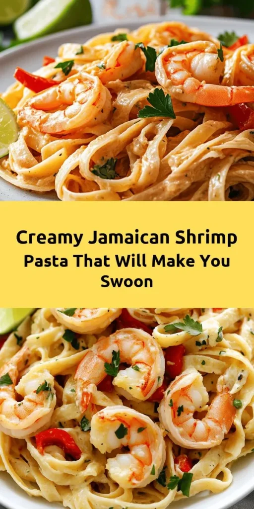 Escape to the Caribbean with this delicious Jamaican Shrimp Pasta! Creamy coconut milk blends perfectly with vibrant spices like Jamaican jerk seasoning and lime juice to create a flavorful dish. Ready in just 30 minutes, this recipe combines fettuccine, fresh shrimp, and colorful veggies for a satisfying meal any night of the week. Top with cilantro and serve with lime wedges for an extra zing. Perfect for seafood lovers!