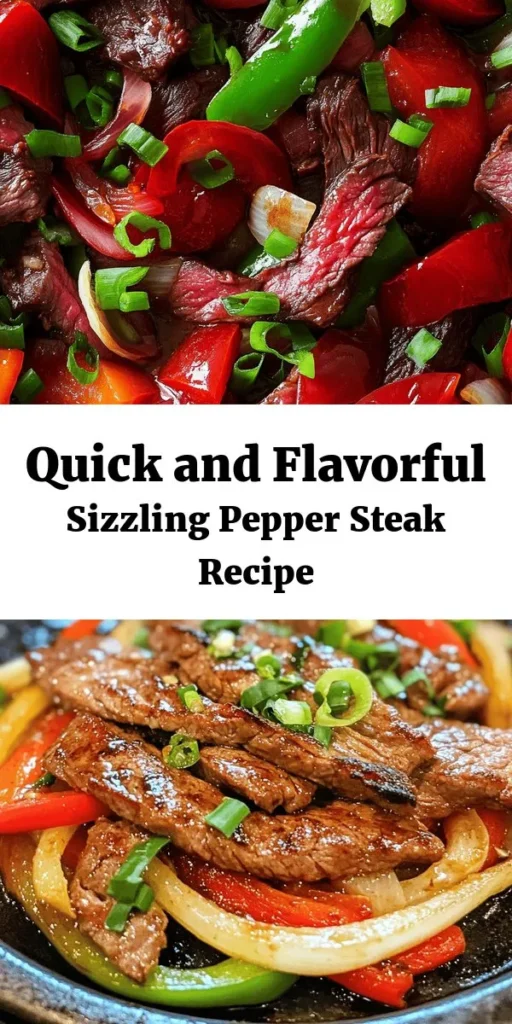 Experience the bold flavors of this Sizzling Pepper Steak with Onions recipe! In just 30 minutes, you can whip up a delicious stir-fry featuring tender flank steak, vibrant bell peppers, and aromatic garlic and ginger. Coated in a savory mix of oyster and hoisin sauce, this dish is perfect for a weeknight dinner or impressing guests. Serve with rice or noodles and enjoy a delightful meal that’s ready in a flash!