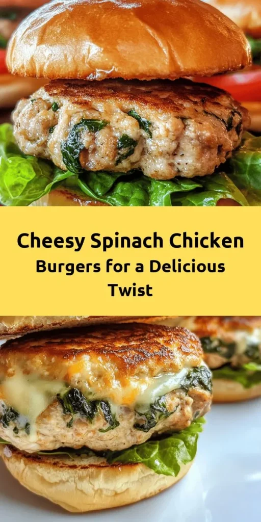 Elevate your burger night with these delicious White Cheddar and Spinach Chicken Burgers! Packed with fresh spinach and melted white cheddar, these juicy chicken patties are easy to make and bursting with flavor. Perfect for a quick weeknight dinner or a weekend BBQ, serve them on toasted buns with fresh lettuce and tomato for a tasty twist. Get ready to impress your family and friends with this delightful recipe that takes just 30 minutes to prepare!
