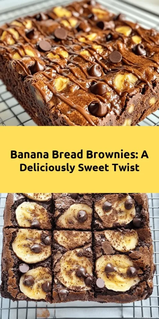 Indulge in the ultimate dessert with these delicious Banana Bread Brownies! Combining the sweet flavors of ripe bananas and rich cocoa, this easy recipe yields fudgy brownies that are perfectly moist. With just a handful of ingredients like butter, brown sugar, and optional chocolate chips, you can whip these up in no time. Great for sharing or savoring all on your own, these brownies are sure to become a new favorite. Bake and enjoy the bliss!