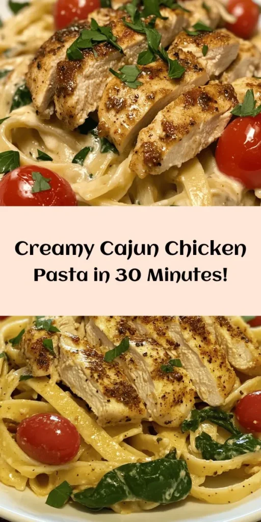 Indulge in a delicious Creamy Cajun Chicken Pasta that's bursting with flavor! This easy recipe features tender chicken seasoned with Cajun spices, creamy sauce, and fresh veggies like cherry tomatoes and spinach. Ready in just 30 minutes, it's perfect for a weeknight dinner or a special occasion. Serve it hot and garnish with parsley for a beautiful finish. Your taste buds will thank you for this creamy, comforting dish!