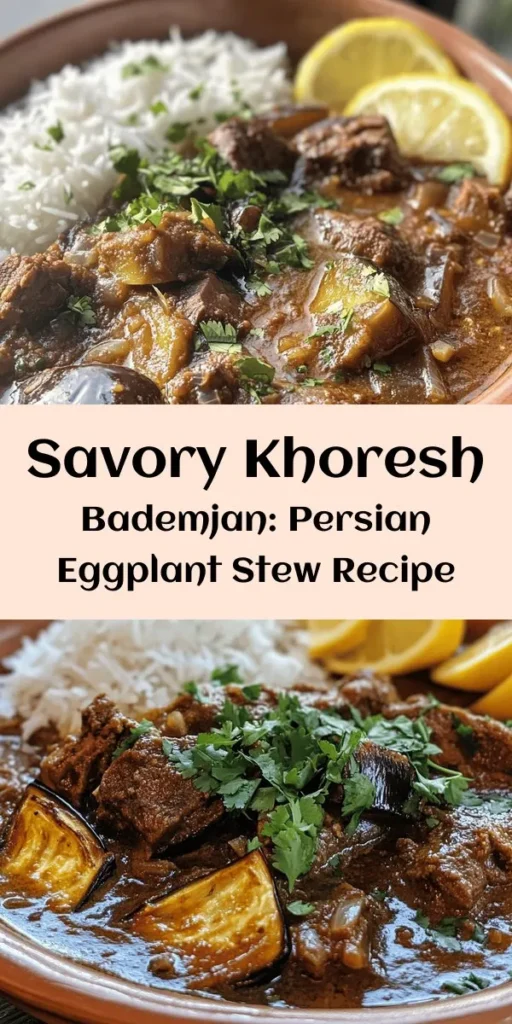 Experience the rich flavors of Khoresh Bademjan, a delicious Persian stew that combines tender lamb or beef with perfectly fried eggplants. This recipe features a medley of spices like turmeric and cinnamon, making each bite a warm delight. Serve it over fluffy rice with a squeeze of lemon and fresh herbs for a complete meal. Perfect for family gatherings or special occasions, this hearty dish will impress your taste buds. Enjoy the journey of flavors!
