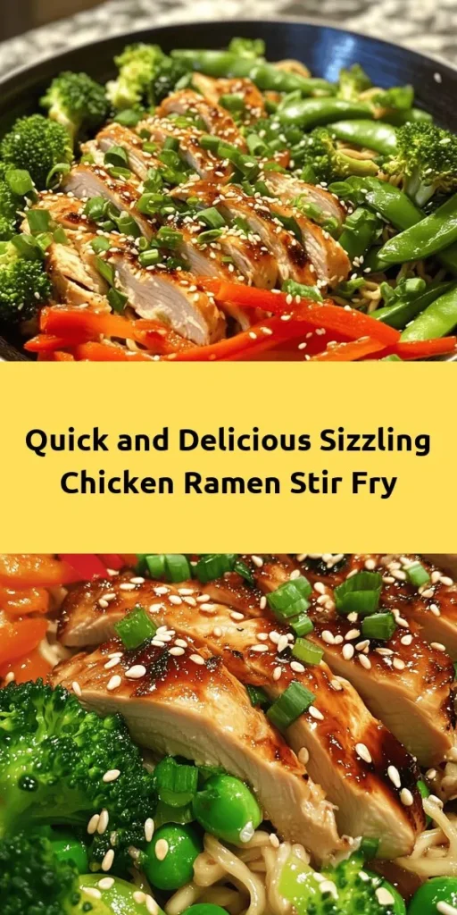 Elevate your weeknight dinner with this Sizzling Chicken Ramen Stir Fry! This quick and delicious recipe combines tender chicken, vibrant veggies like broccoli and bell peppers, and instant ramen noodles for a satisfying meal. Toss everything together with savory soy sauce and a hint of sesame oil for an unforgettable flavor. Ready in just 30 minutes, this dish is perfect for busy nights. Don’t forget to garnish with sesame seeds and fresh herbs for a beautiful finish!