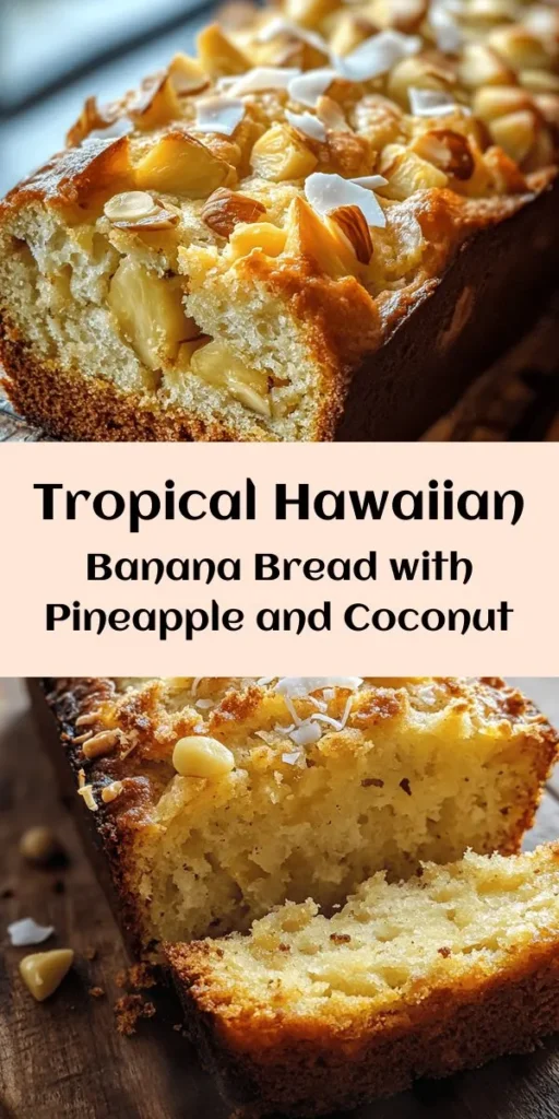 Indulge in a slice of paradise with this Hawaiian Banana Bread recipe! Bursting with flavors of ripe bananas, sweet pineapple, and chewy coconut, it's a tropical treat that's perfect for breakfast or as a snack. This easy-to-follow recipe combines soft butter, eggs, and optional macadamia nuts for added crunch. Bake it to golden perfection for a delightful twist on classic banana bread. Enjoy a taste of the islands in every bite!