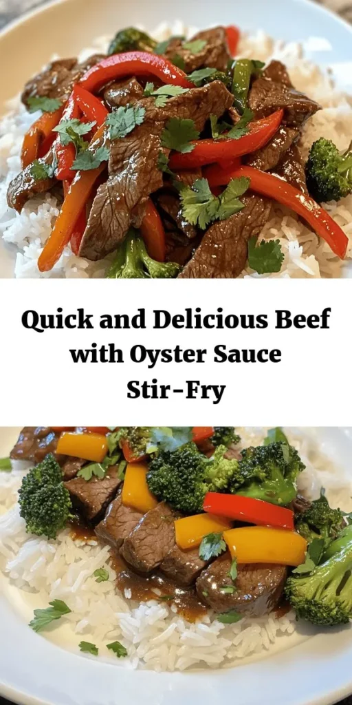 Elevate your dinner with this Savory Beef with Oyster Sauce! This quick and delicious stir-fry features tender beef sirloin marinated to perfection, tossed with vibrant veggies like bell pepper, broccoli, and snap peas, all coated in a flavorful oyster and hoisin sauce. Ready in just 30 minutes, it's perfect for busy weeknights. Serve it over steaming rice and garnish with fresh cilantro or green onions for a delightful meal that the whole family will love!