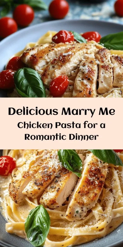 Indulge in this Marry Me Chicken Pasta Recipe that’s bound to impress! Juicy chicken breasts seasoned to perfection pair beautifully with a creamy garlic and basil sauce, tossed with fettuccine pasta and fresh cherry tomatoes. This dish is ready in just 30 minutes and serves four, making it perfect for a cozy dinner or a romantic date night. Top with grated Parmesan and fresh basil for the ultimate finishing touch. Your loved ones will be begging for seconds!