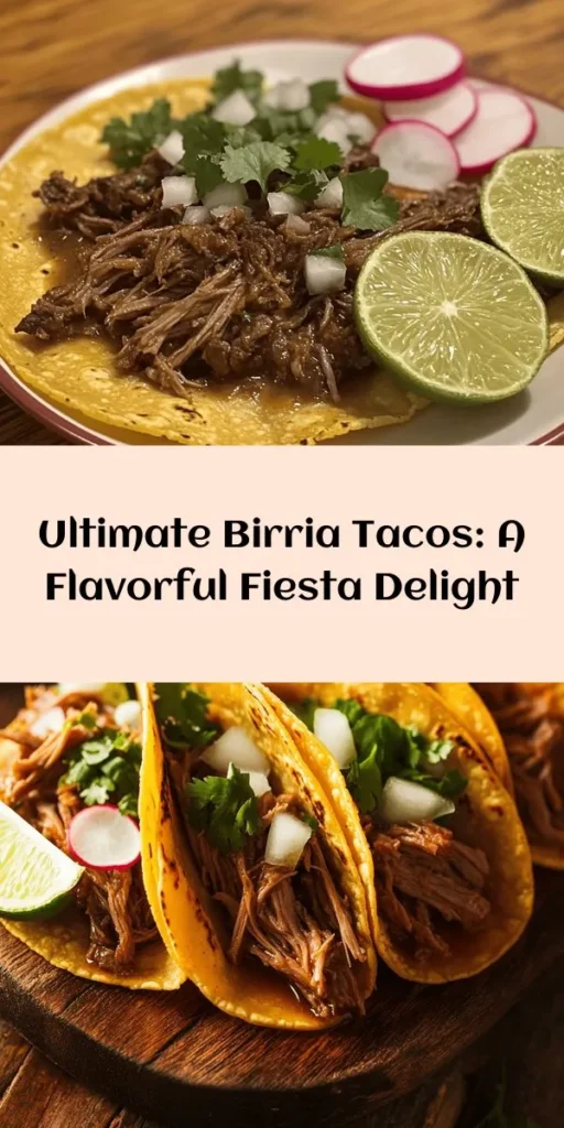 Discover the deliciousness of homemade Birria Tacos with this savory recipe! Featuring tender beef chuck and short ribs marinated in a rich blend of spices and dried chiles, these tacos are a crowd-pleaser. Slow cook for ultimate tenderness, then assemble with warm corn tortillas and top with fresh cilantro, onions, and lime. Serve with the flavorful dipping broth for an irresistible meal. Perfect for gatherings or a cozy night in!