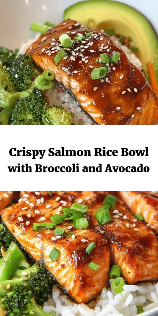 Indulge in this crispy salmon and rice bowl that's packed with flavor and nutrition! Perfect for a quick weeknight dinner or a satisfying lunch, this dish features perfectly marinated, pan-seared salmon served over fluffy jasmine rice. Add vibrant steamed broccoli, fresh carrots, and creamy avocado for a delightful crunch. Garnish with sesame seeds and green onions for extra flair. Easy to make in under 45 minutes, it's a must-try!