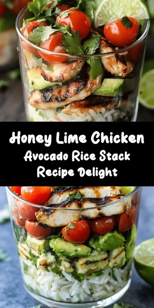 Get ready to impress with this Honey Lime Chicken & Avocado Rice Stack! Perfectly marinated chicken breasts are grilled to juicy perfection, layered with fluffy jasmine rice, and a refreshing avocado mixture bursting with flavor. This simple yet stunning dish is not only visually appealing but also a delicious blend of sweet and savory. Great for dinner parties or a family meal, it’s sure to be a hit! Garnish with lime wedges and enjoy every bite!