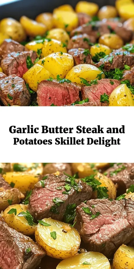 Get ready to indulge in a mouthwatering Sizzling Garlic Butter Steak and Potatoes Skillet! This delicious dish brings together tender sirloin steak and baby potatoes sautéed in a rich garlic butter sauce. With a hint of smoked paprika and fresh thyme, every bite is packed with flavor. Perfect for a quick weeknight dinner or a cozy weekend meal, it’s easy to make in just 30 minutes. Finish with a sprinkle of fresh parsley for that extra touch. Enjoy this hearty, comforting meal that’s sure to impress!
