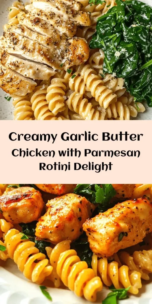 Indulge in this creamy garlic butter chicken and rotini in Parmesan sauce recipe that’s sure to impress! This easy, one-pan meal features tender chicken thighs, al dente rotini, and a rich garlic butter sauce. Finished with fresh spinach and a sprinkle of parsley, it's perfect for weeknight dinners or special occasions. Ready in just 40 minutes, it combines comfort food and gourmet flavors, making it a must-try for pasta lovers!