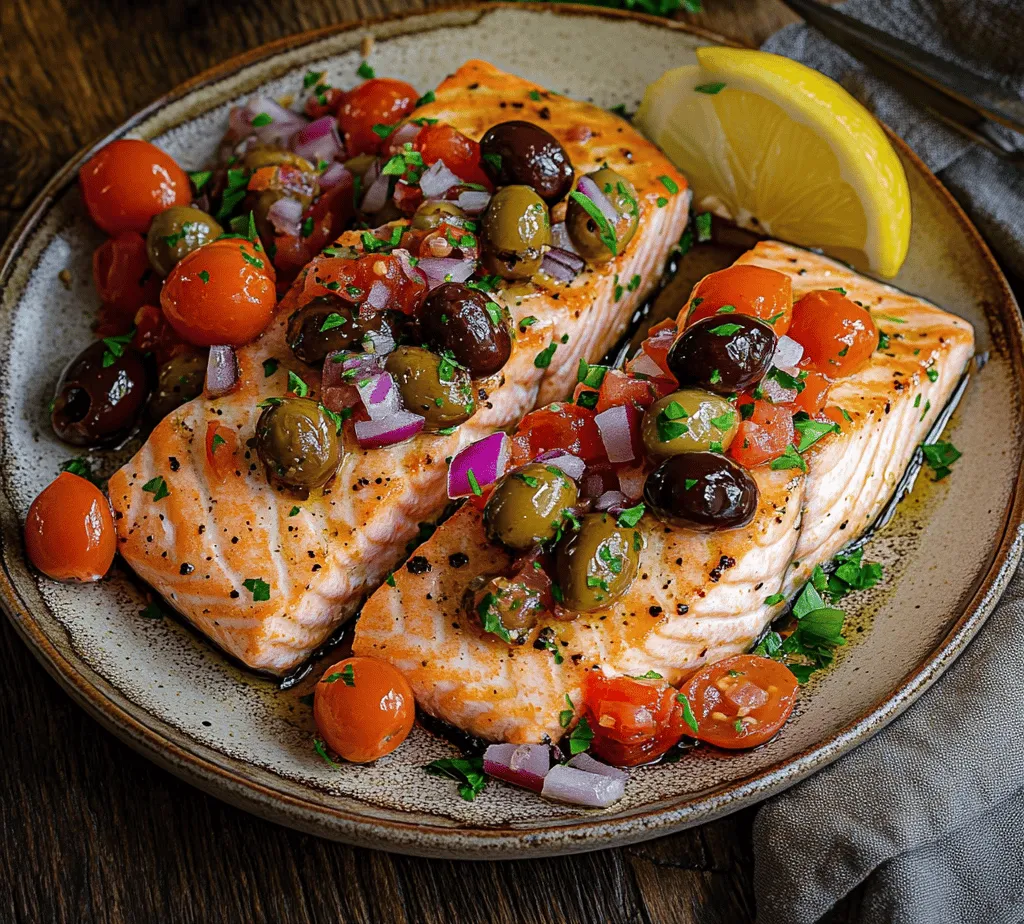 Discover the vibrant flavors of the Mediterranean with our Mediterranean Salmon with Olive Salsa recipe. This dish is not only a feast for the taste buds but also a celebration of healthful eating, embodying the essence of Mediterranean cuisine. With its colorful ingredients and rich flavors, this salmon dish is perfect for any occasion, from relaxed weeknight dinners to sophisticated gatherings with friends and family.