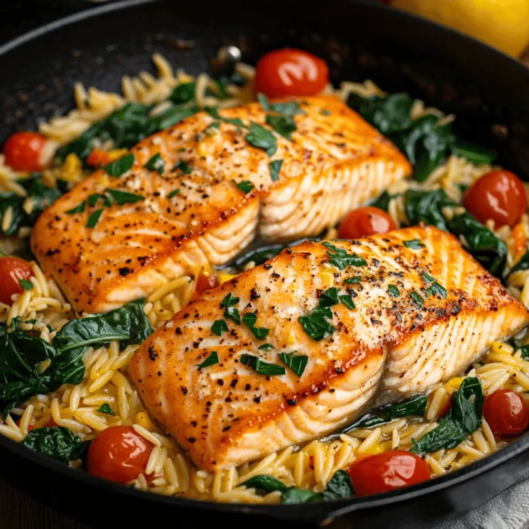 When it comes to weeknight dinners or special occasions, finding a recipe that is both simple and impressive can be a challenge. Enter the One Skillet Salmon with Lemon Orzo, a dish that beautifully marries the succulent flavors of salmon with the bright, zesty notes of lemon-infused orzo pasta. This easy one-skillet recipe not only delivers on taste but also offers a time-saving advantage, allowing you to whip up a delightful meal without the hassle of numerous pots and pans.