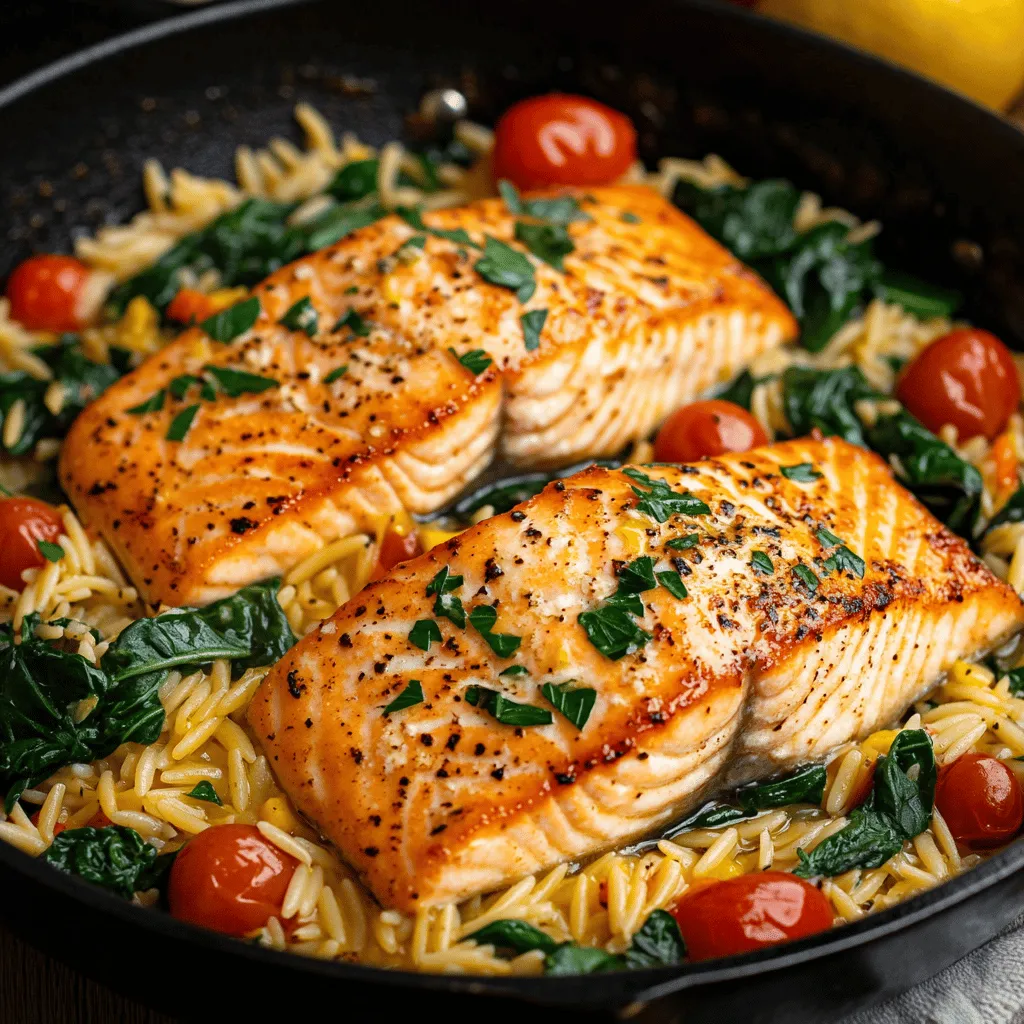 When it comes to weeknight dinners or special occasions, finding a recipe that is both simple and impressive can be a challenge. Enter the One Skillet Salmon with Lemon Orzo, a dish that beautifully marries the succulent flavors of salmon with the bright, zesty notes of lemon-infused orzo pasta. This easy one-skillet recipe not only delivers on taste but also offers a time-saving advantage, allowing you to whip up a delightful meal without the hassle of numerous pots and pans.