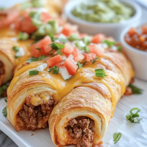 In the realm of comfort food, few dishes can match the simple yet delectable appeal of Cheesy Taco Sticks. This recipe combines the beloved flavors of tacos with the delightful convenience of crescent roll dough, creating a dish that is not only easy to make but also incredibly satisfying. Ideal for gatherings, snacks, or quick weeknight meals, Cheesy Taco Sticks are a hit among both kids and adults alike. Their versatility allows them to shine at parties, serve as a fun family dinner, or even act as a tasty after-school snack.