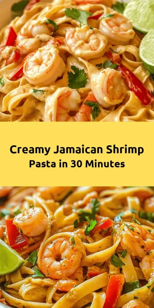 Enjoy a taste of the Caribbean with this flavorful Jamaican Shrimp Pasta! This creamy dish combines succulent shrimp, vibrant bell peppers, and aromatic spices, all tossed with fettuccine for a satisfying meal. Made with coconut milk and heavy cream, every bite is a delightful experience. Perfect for dinner guests or a weeknight treat, this quick recipe is ready in just 30 minutes. Don't forget to garnish with fresh cilantro and lime for that extra zing!