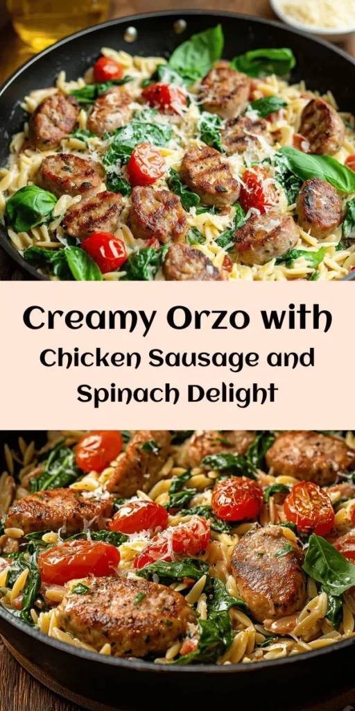 Indulge in this creamy chicken sausage orzo that’s a one-pan delight! Perfect for weeknight dinners, this dish features savory chicken sausage, tender orzo, and vibrant veggies simmered in a rich, creamy sauce. Ready in just 30 minutes, it brings comforting flavors and easy prep to your table. Top with Parmesan and fresh basil for an extra touch. It's sure to become a family favorite! Try it tonight!