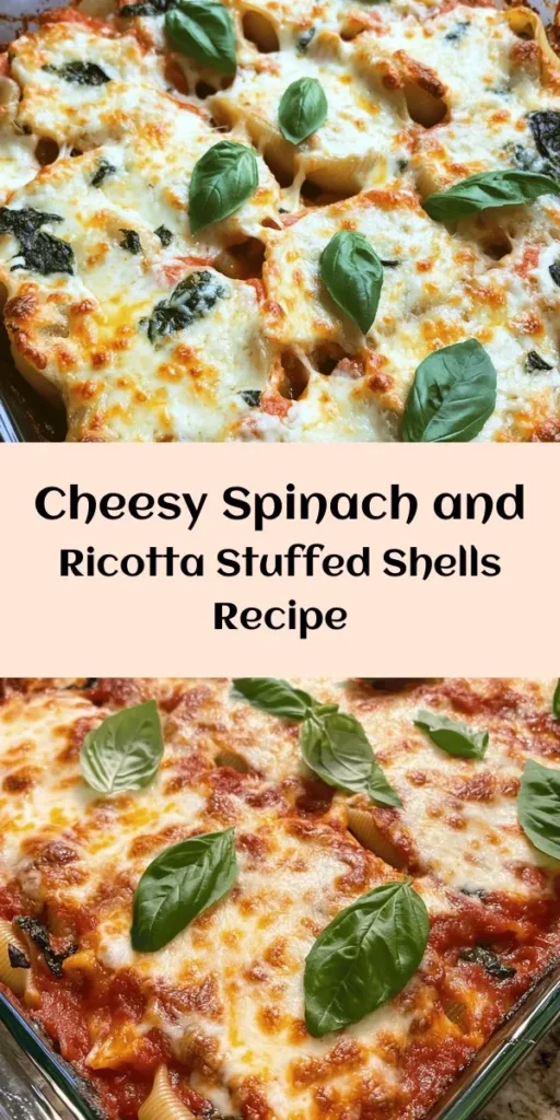 Looking for a delicious and easy meal that’s packed with flavor? Try these Easy Spinach and Ricotta Stuffed Shells! Perfect for a weeknight dinner, this recipe features jumbo pasta shells filled with a creamy, cheesy blend of spinach and ricotta, topped with marinara sauce and gooey mozzarella. It’s sure to be a hit with the whole family. Bake it until bubbly and golden, and enjoy a comforting dish that’s both satisfying and nutritious!