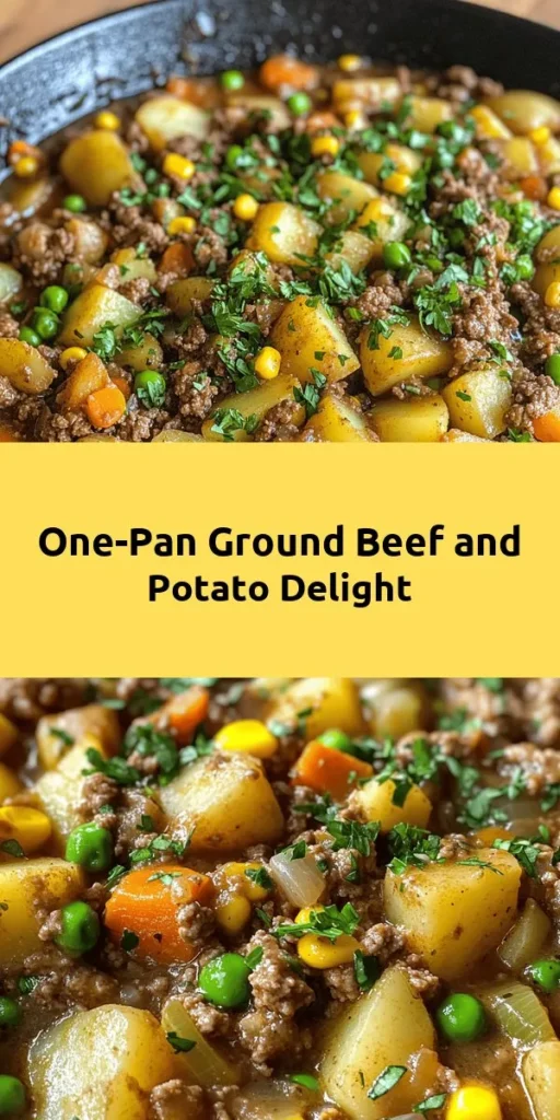 Whip up a hearty and comforting meal with this Ground Beef and Potatoes recipe! Perfect for busy weeknights, this dish combines savory ground beef, tender potatoes, and mixed vegetables all simmered together with flavorful spices. Ready in just 40 minutes, it's easy to prep and cook. Garnish with fresh parsley for a pop of color and enjoy a delicious family-friendly dinner. Save this recipe for your next mealtime inspiration!