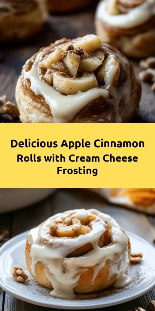 Treat yourself to these irresistible apple cinnamon rolls topped with luscious cream cheese frosting! With a soft, warm dough infused with cinnamon, and a sweet apple filling, these rolls are perfect for breakfast or a delightful snack. Made with simple ingredients and easy-to-follow steps, they come together in just over two hours. The creamy frosting takes them over the top! Bake a batch and enjoy the sweet aroma filling your kitchen!