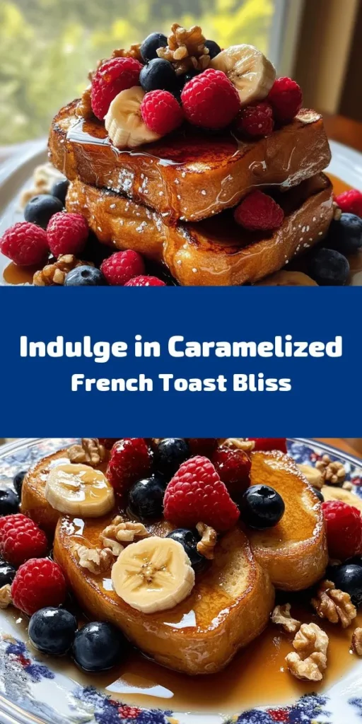 Indulge in the ultimate breakfast treat with this Heavenly Caramelized French Toast recipe! Soft, thick slices of brioche or challah are soaked in a rich egg mixture, then cooked in a delicious caramel sauce made from brown sugar and butter. Top it off with fresh fruits and a drizzle of maple syrup for a delightful finish. Perfect for a cozy brunch or a sweet start to your day, this recipe takes just 20 minutes and serves two. Enjoy every bite!