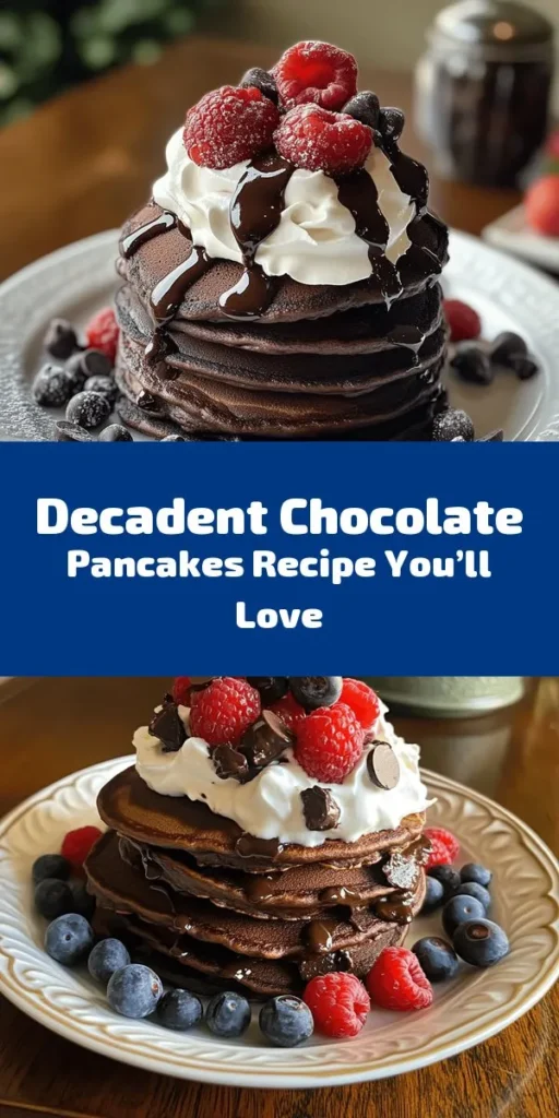 Indulge in the ultimate breakfast treat with these amazing chocolate pancakes! Made with rich cocoa powder and sweetened to perfection, these fluffy pancakes are quick to whip up in just 30 minutes. You’ll love the optional chocolate chips for an extra chocolatey experience. Serve them warm with whipped cream and fresh berries for a delightful twist. Perfect for a cozy weekend brunch or a special morning surprise for loved ones! Enjoy the chocolatey goodness!