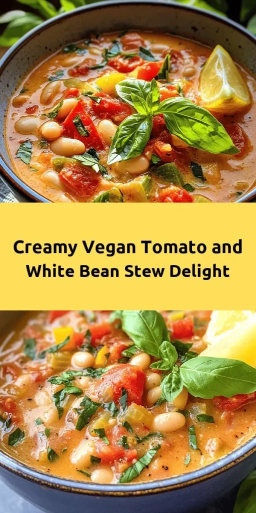 Warm up your meal with this Creamy Vegan Tomato White Bean Stew! Made with fresh veggies, full-fat coconut milk, and hearty white beans, it’s a deliciously creamy and comforting dish. Perfect for weeknight dinners, this stew comes together in just 35 minutes and is packed with flavor from basil, oregano, and smoked paprika. Serve it garnished with fresh basil and a squeeze of lemon for an extra zing. Ideal for vegan and non-vegan diners alike!