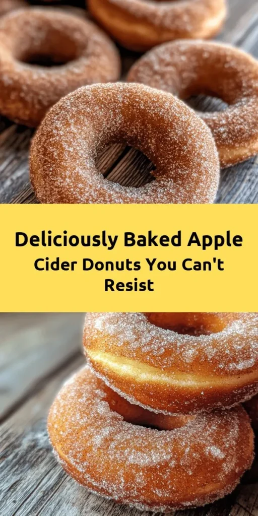 Get ready to indulge in the flavors of fall with these irresistible apple cider donuts! Made with a delightful blend of spices and a hint of sweetness, these baked treats are soft and fluffy, perfect for any occasion. The recipe combines reduced apple cider with applesauce for a delicious twist, then they're coated in cinnamon sugar for extra sweetness. Simple to make and oh-so-tasty, these donuts are sure to be a hit with family and friends. Enjoy them fresh out of the oven or store them for a snack later!