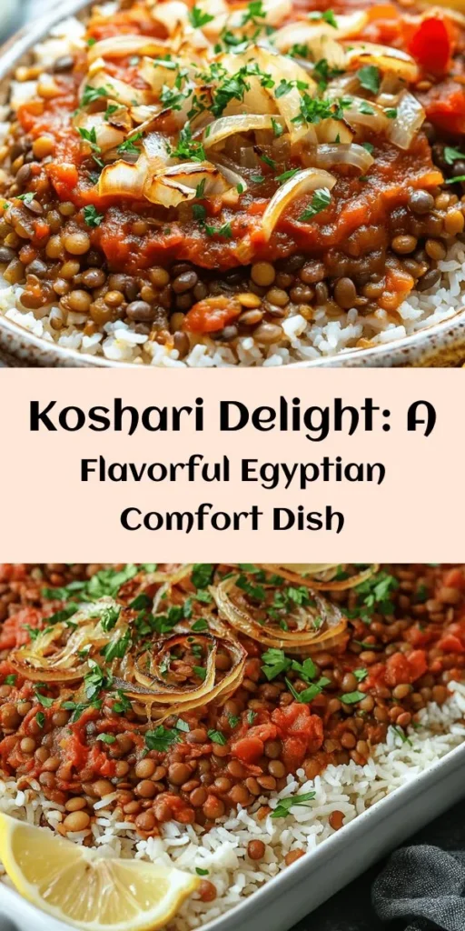 Discover the flavors of Egypt with this delicious Koshari Delight! This hearty dish combines brown lentils, rice, and pasta, all topped with rich caramelized onions and a spiced tomato sauce. Simple to make and packed with nutritious ingredients, it’s perfect for a family meal or a gathering. Don’t forget to serve it with fresh lemon wedges for an extra zing! Try it out and enjoy a taste of traditional comfort food.