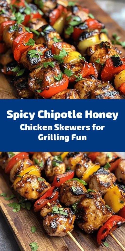 Get ready to elevate your grilling game with these delicious Chipotle Honey Chicken Skewers! Perfectly marinated with a blend of chipotle powder, honey, garlic, and spices, these skewers pack a flavorful punch. Add colorful red bell peppers and onions for a vibrant presentation. Ideal for summer barbecues or quick weeknight dinners, these skewers are easy to prepare and sure to impress your family and friends. Fire up the grill and enjoy!