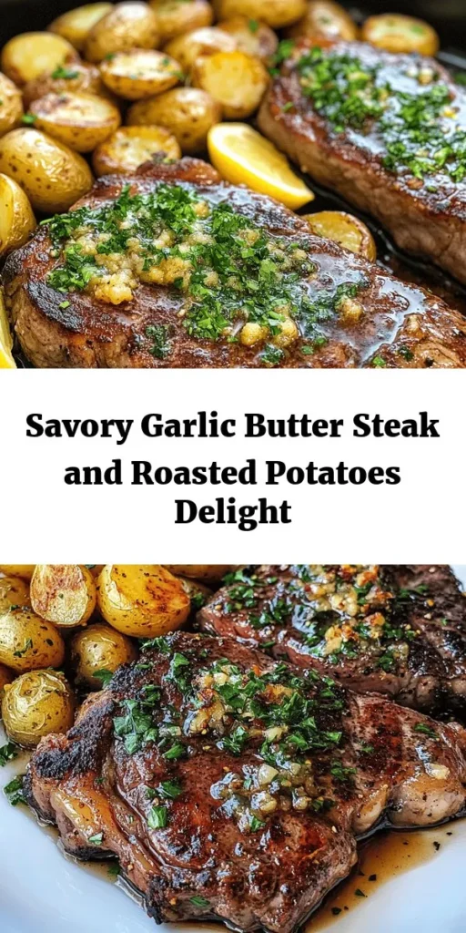 Looking for a delicious dinner idea? Try this Garlic Butter Steak and Potatoes recipe! Juicy ribeye steaks are seared to perfection while seasoned baby potatoes roast until golden and tender. The garlic butter adds rich flavor, making this meal irresistible. Perfect for date night or a weeknight treat, it's easy to make and sure to impress. Serve with lemon wedges and fresh parsley for an extra touch. Enjoy a comforting feast in just 50 minutes!