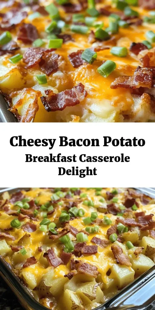 Start your day with this delicious Cheesy Bacon Potato Breakfast Casserole! Packed with crispy bacon, tender potatoes, and plenty of cheesy goodness, this hearty dish is perfect for feeding a crowd or meal prepping for the week. With just 55 minutes from prep to plate, you can enjoy a comforting breakfast that everyone will love. Top with fresh green onions for a burst of color and flavor. A must-try for breakfast lovers!