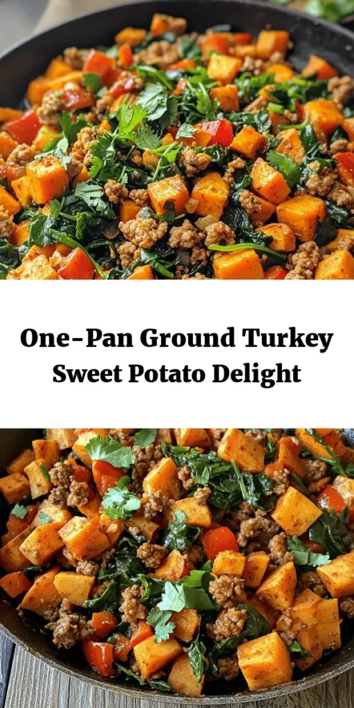 Looking for a quick and healthy dinner idea? Try this Ground Turkey Sweet Potato Skillet! It's a simple one-pan dish that combines lean ground turkey, tender sweet potatoes, and colorful veggies for a nutritious meal. With a mix of spices and optional spinach, this recipe is packed with flavor and is ready in just 30 minutes. Perfect for busy weeknights, and it’s sure to please the whole family. Don’t forget to top it off with fresh cilantro or parsley for an added burst of freshness!