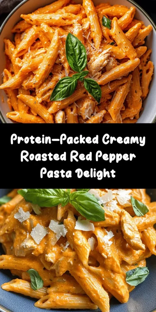 Indulge in this High Protein Creamy Roasted Red Pepper Pasta that’s not only delicious but healthy too! Made with whole wheat pasta, roasted red peppers, and low-fat cottage cheese, it's perfect for a nutritious meal. Add shredded chicken for extra protein or swap it for chickpeas for a vegetarian delight. With easy steps to prepare the creamy sauce and a touch of Parmesan, this dish will surely impress. Serve it up with fresh basil and enjoy!