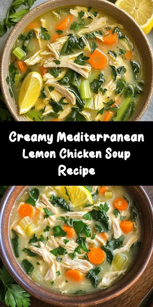Warm up with a bowl of Mediterranean Lemon Chicken Soup, where creamy goodness meets refreshing lemon flavor! Made with tender chicken breasts, fresh veggies, and orzo pasta, this comforting recipe is perfect for any day. Simply sauté, simmer, and enjoy a delicious blend of herbs and spices. Garnish with fresh parsley for an extra touch. This dish is a delightful way to bring sunshine to your table. Perfect for 6 servings, it's your next go-to meal!