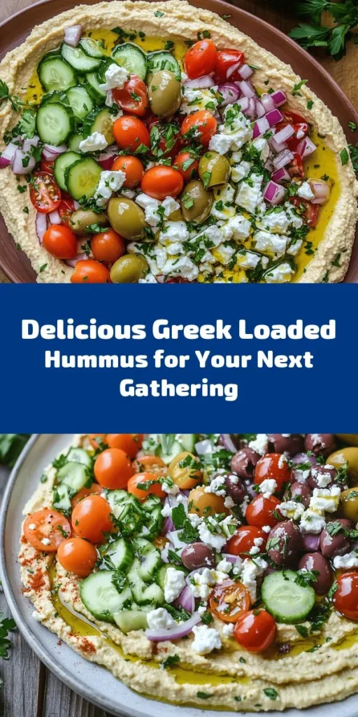 Discover the delightful flavors of Greek Style Loaded Hummus! This easy recipe blends creamy chickpeas with tahini, olive oil, lemon, and garlic for a rich base. Topped with fresh veggies, Kalamata olives, and crumbled feta, it's a colorful and healthy appetizer that's perfect for sharing. Ready in just 15 minutes, serve it with warm pita or crunchy veggies for a tasty dip that will impress your guests and elevate your snack game! Enjoy!