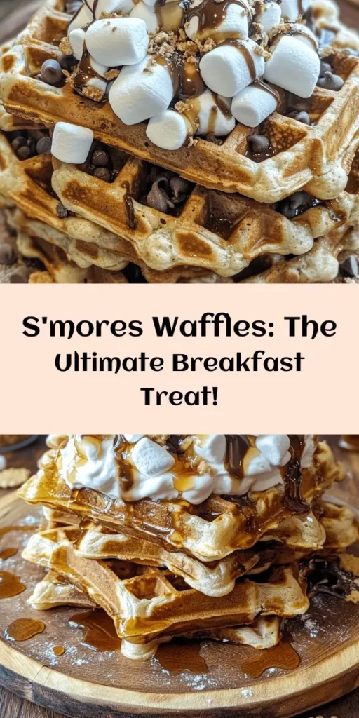 Bring a taste of campfire fun to your breakfast table with these indulgent s'mores waffles! Combining fluffy waffles with chocolate chips, mini marshmallows, and crushed graham crackers, this recipe is a delicious twist on a classic treat. Perfect for a sweet breakfast or brunch, just whip up the batter, cook, and top with extra marshmallows and whipped cream. Treat yourself and the family to this delightful start to the day!