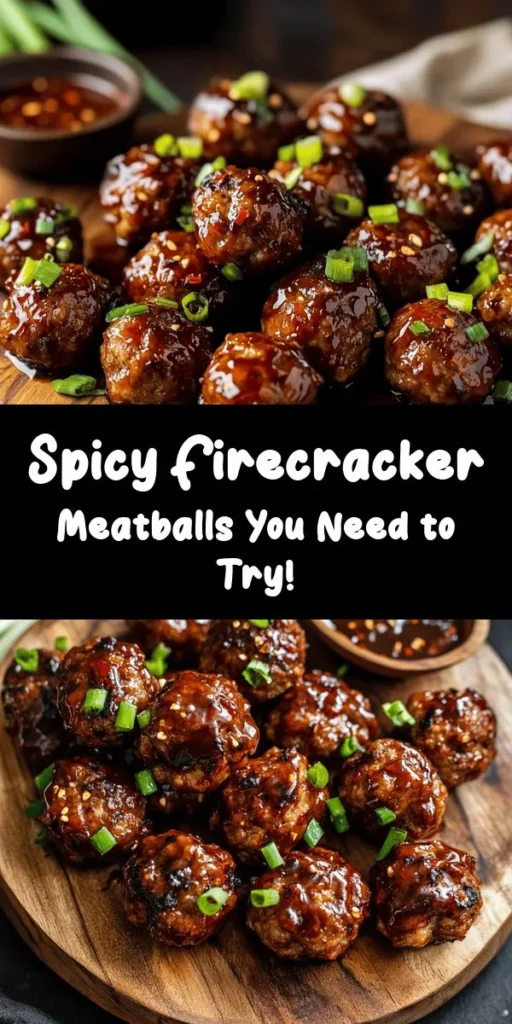 Spice up your dinner with these Easy Firecracker Meatballs! Made with ground beef or turkey, Parmesan cheese, and a kick of crushed red pepper, they’re perfect for any occasion. Bake to perfection and then toss in a deliciously tangy firecracker sauce made from barbecue sauce, honey, rice vinegar, and soy sauce. Serve them hot, garnished with fresh green onions, and watch them disappear! Quick, tasty, and sure to impress!