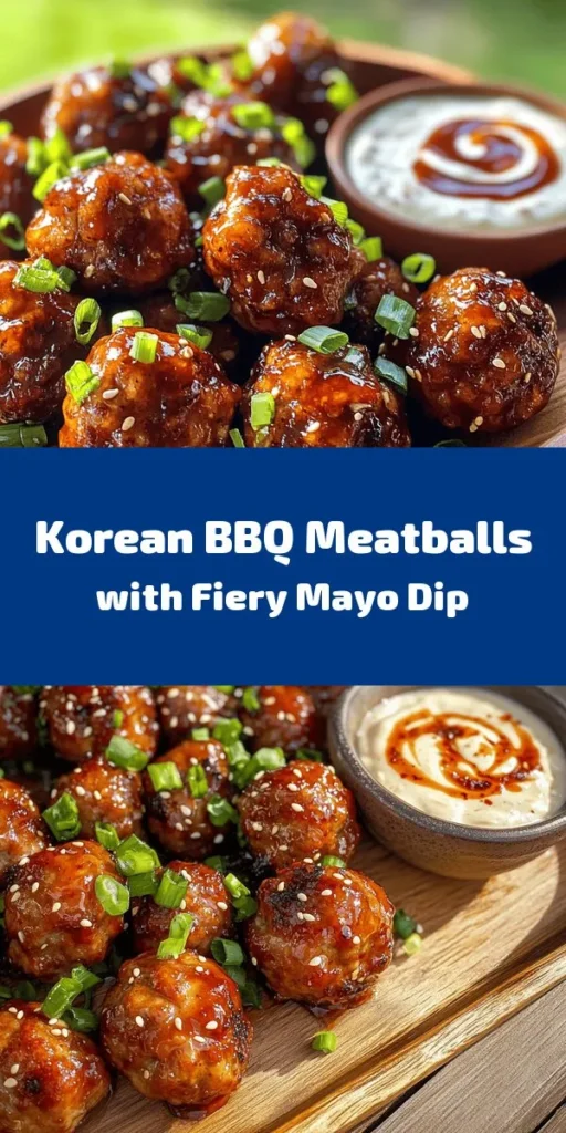 Get ready to enjoy the delicious flavors of Korean BBQ with these easy meatballs! Made with a blend of ground beef and pork, these tender meatballs are packed with tasty ingredients like garlic, ginger, and gochujang for that perfect kick. Serve them warm with a homemade spicy mayo dip that balances the heat with a creamy touch. Perfect for family dinners or entertaining guests, this recipe is sure to impress. Try it today!