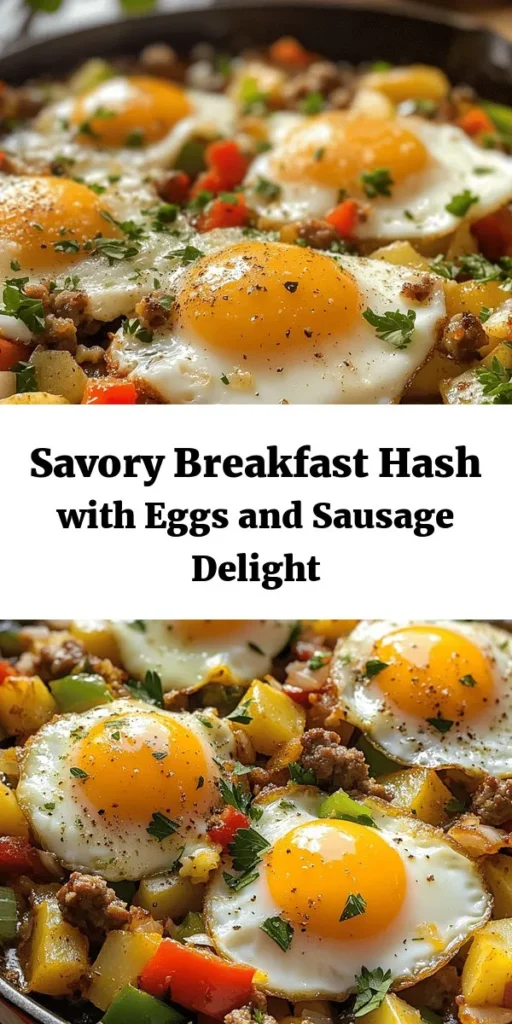 Start your day right with this Hearty Morning Delight Loaded Breakfast Hash! This satisfying dish combines crispy diced potatoes, savory breakfast sausage, colorful bell peppers, and perfectly cooked eggs. Topped with melted cheddar cheese and garnished with fresh parsley, it's a mouthwatering breakfast the whole family will love. Quick to prep and deliciously filling, this recipe is perfect for busy mornings or a leisurely brunch. Add hot sauce for an extra kick!