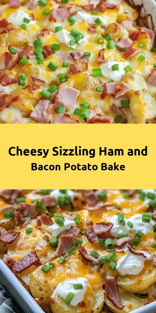 Delight in the savory goodness of Sizzling Ham & Bacon Cheesy Potatoes! This easy recipe combines tender baby potatoes, diced ham, crispy bacon, and a rich cheese mixture for a mouthwatering dish that’s perfect for family dinners or gatherings. Roasted to perfection and topped with melted cheddar, this comfort food will be a crowd favorite. Serve it warm and garnish with fresh green onions for an extra touch. Enjoy every cheesy bite!