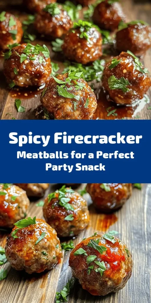 Get ready to spice up your dinner with these Easy Firecracker Meatballs! Made with ground beef or turkey, breadcrumbs, and a burst of flavor from Parmesan and spices, these meatballs are baked to perfection. Drizzled with a sweet and tangy firecracker sauce, they are sure to be a hit at your next gathering. In just 35 minutes, you can whip up a delicious appetizer or main dish that everyone will love. Perfect for parties or cozy nights in!